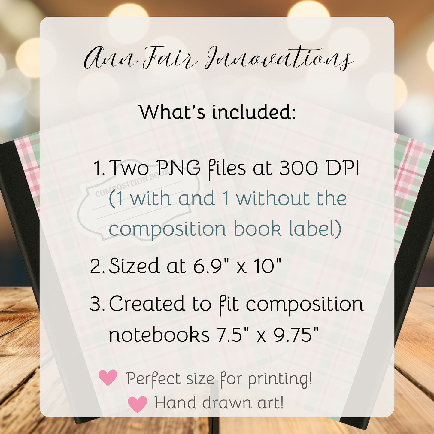 Coquette Plaid Composition Notebook Cover | Digital Download PNG | Back to School, Journaling, DIY Custom Notebook, Sticker Paper Cover