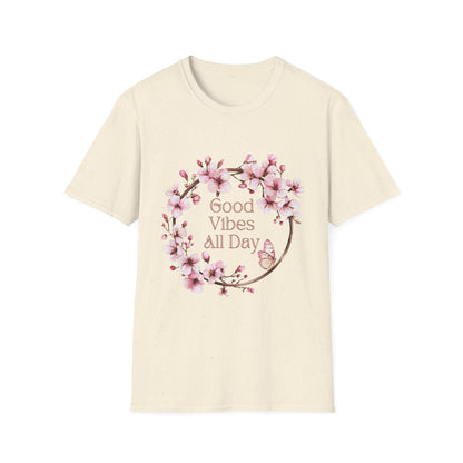 Good Vibes All Day Unisex Softstyle T-Shirt | Floral Design | Casual Everyday Wear