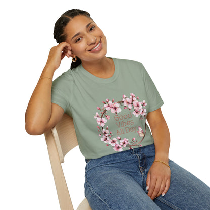 Good Vibes All Day Unisex Softstyle T-Shirt | Floral Design | Casual Everyday Wear