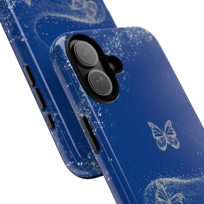 Glitter Butterflies with Blue Background Phone Case - Tough Cases, Decorative Cell Phone Cover