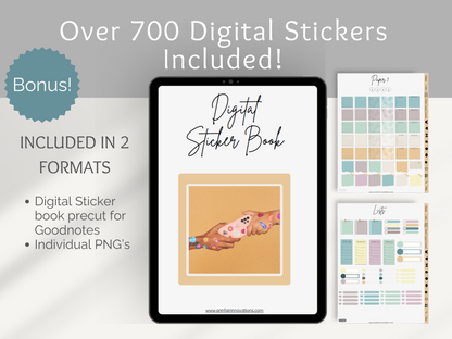 2025 Digital Planner | Hyperlinked | Bonus 2026 Planner and Digital Stickers