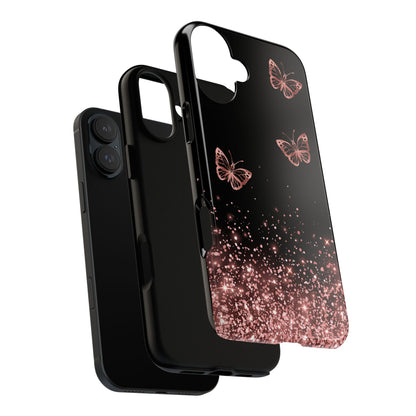 Rose Gold Butterflies Phone Case - Tough Cases, Decorative Cell Phone Cover