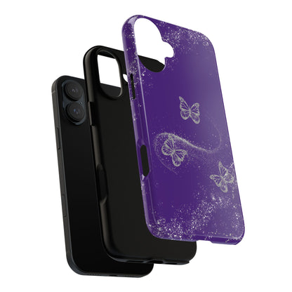 Glitter Butterflies with Purple Background Phone Case - Tough Cases, Decorative Cell Phone Cover