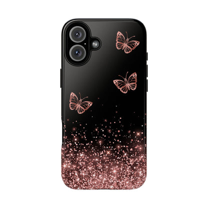 Rose Gold Butterflies Phone Case - Tough Cases, Decorative Cell Phone Cover