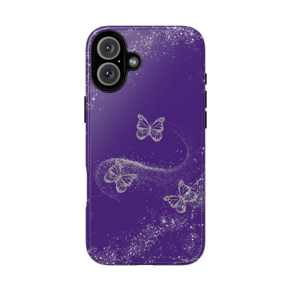 Glitter Butterflies with Purple Background Phone Case - Tough Cases, Decorative Cell Phone Cover
