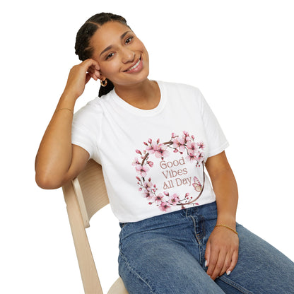 Good Vibes All Day Unisex Softstyle T-Shirt | Floral Design | Casual Everyday Wear