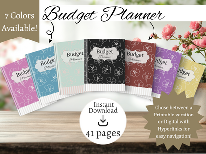 Budget Planner | Monthly Budget and Finance Organizer | Digital Download | 7 color varieties