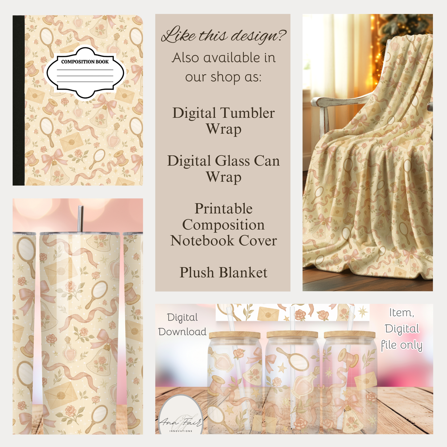 Winter Pink Coquette Seamless Hand Drawn Digital Pattern | 300 DPI PNG | Instant Download