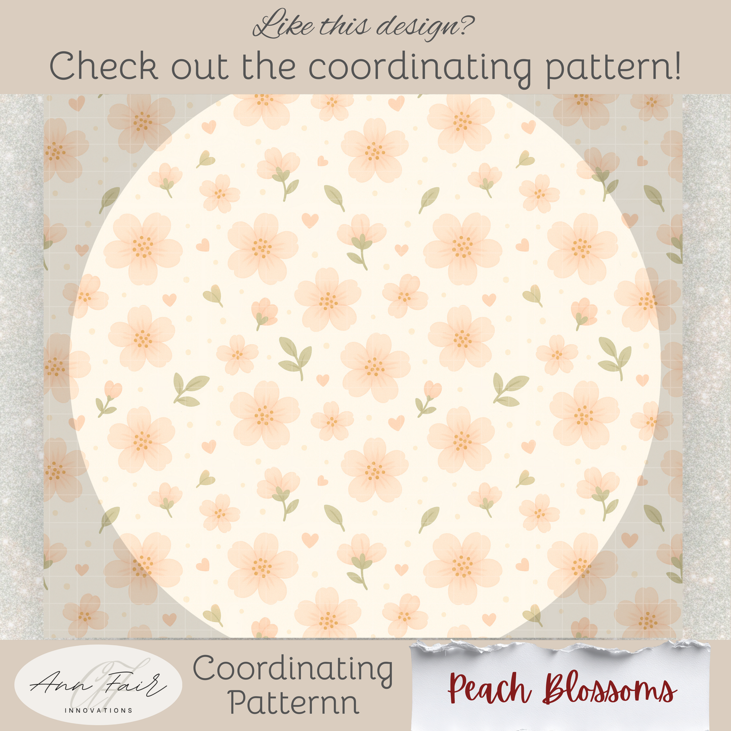 Just Peachy Seamless Hand Drawn Digital Pattern | 300 DPI PNG | Instant Download