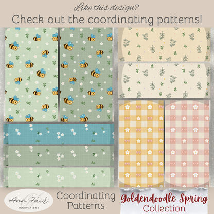 Goldendoodle Spring Seamless Hand Drawn Digital Pattern | 300 DPI PNG | Instant Download