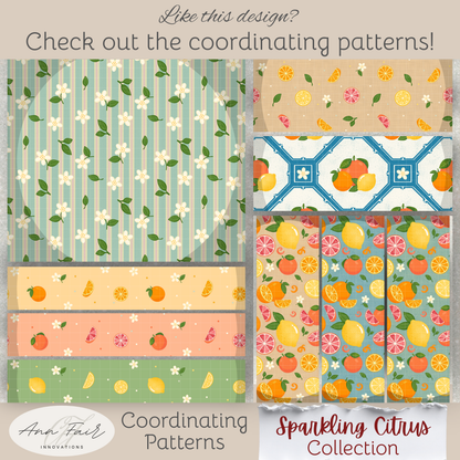 Citrus Slice Seamless Hand Drawn Digital Pattern | 300 DPI PNG | Instant Download
