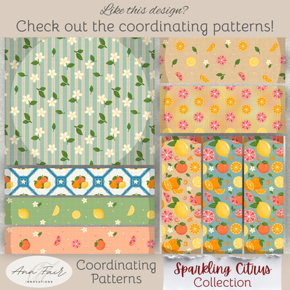 Oranges and Blossoms Seamless Hand Drawn Digital Pattern | 300 DPI PNG | Instant Download