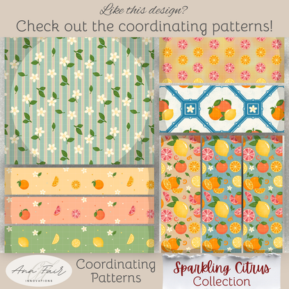 Citrus Mini Seamless Hand Drawn Digital Pattern | 300 DPI PNG | Instant Download
