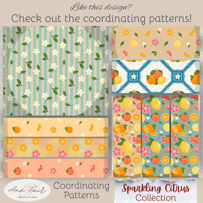 Lemons and Blossoms Seamless Hand Drawn Digital Pattern | 300 DPI PNG | Instant Download