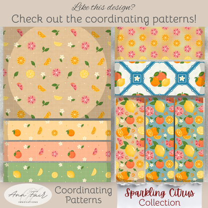 Citrus Blossoms Seamless Hand Drawn Digital Pattern | 300 DPI PNG | Instant Download