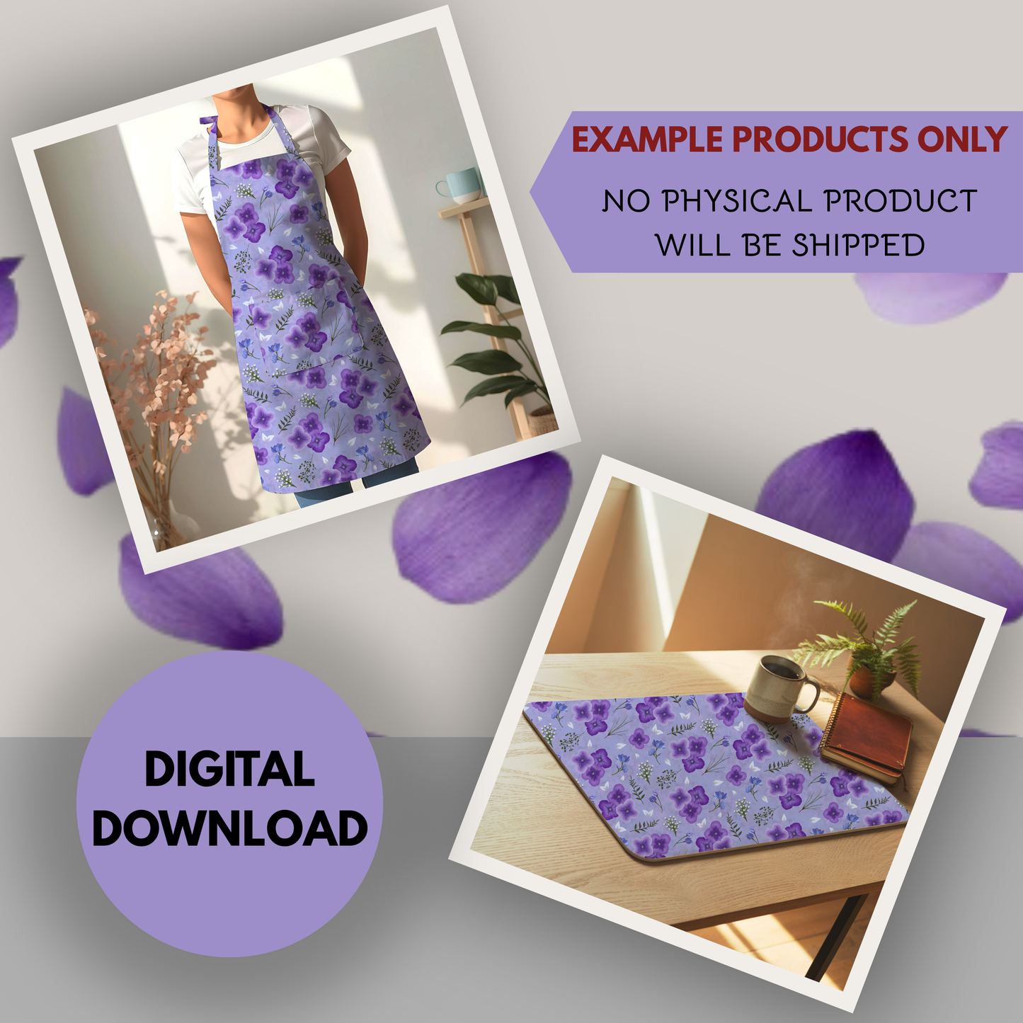 Amethyst Meadows purple background Seamless Hand Drawn Digital Pattern | 300 DPI PNG | Instant Download
