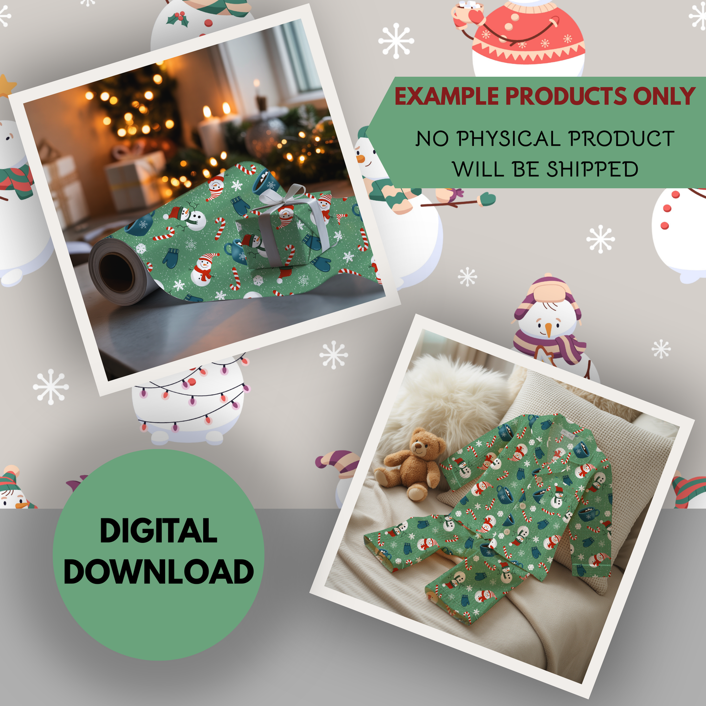 Snow Days Seamless Hand Drawn Digital Pattern | 300 DPI PNG | Instant Download