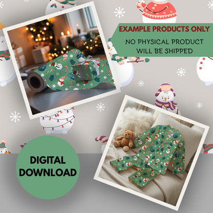Snow Days Seamless Hand Drawn Digital Pattern | 300 DPI PNG | Instant Download
