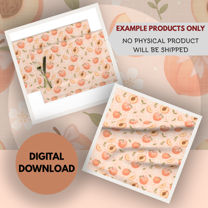 Just Peachy Seamless Hand Drawn Digital Pattern | 300 DPI PNG | Instant Download