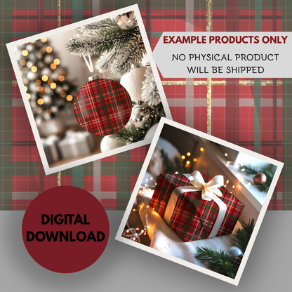 Glitzy Christmas Plaid Seamless Hand Drawn Digital Pattern | 300 DPI PNG | Instant Download