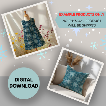 Snowflake Dreams Seamless Hand Drawn Digital Pattern | 2 backgrounds | 300 DPI PNG | Instant Download