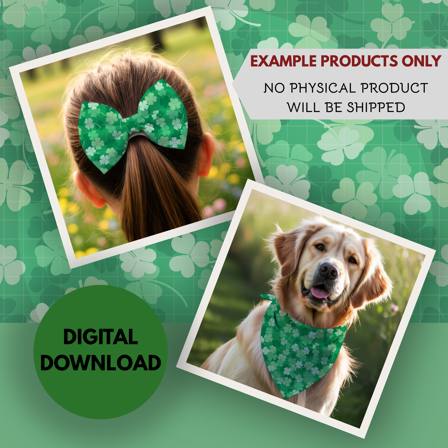 Clover Patch Complete Collection Bundle Seamless Hand Drawn Digital Pattern | 300 DPI PNG | Instant Download