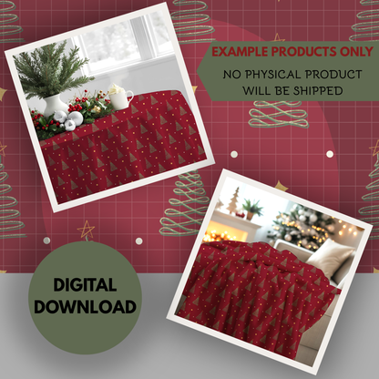 Glitter Christmas Trees Seamless Hand Drawn Digital Pattern | 300 DPI PNG | Instant Download