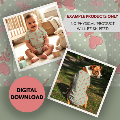 Lollipops and Bows Seamless Hand Drawn Digital Pattern | 300 DPI PNG | Instant Download