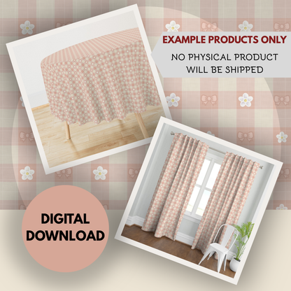 Spring Gingham Seamless Hand Drawn Digital Pattern | 300 DPI PNG | Instant Download