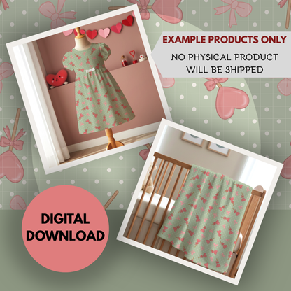 Lollipops and Bows Seamless Hand Drawn Digital Pattern | 300 DPI PNG | Instant Download