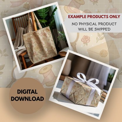 Winter Pink Coquette Seamless Hand Drawn Digital Pattern | 300 DPI PNG | Instant Download