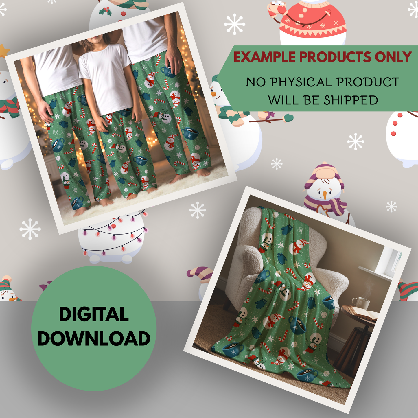 Snow Days Seamless Hand Drawn Digital Pattern | 300 DPI PNG | Instant Download