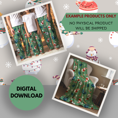 Snow Days Seamless Hand Drawn Digital Pattern | 300 DPI PNG | Instant Download
