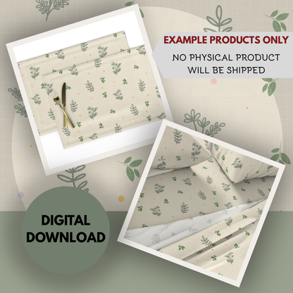 Spring Foliage Seamless Hand Drawn Digital Pattern | 300 DPI PNG | Instant Download