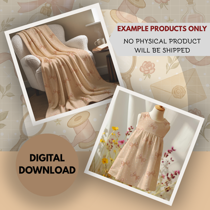 Winter Pink Coquette Bundle Seamless Hand Drawn Digital Pattern | 300 DPI PNG | Instant Download