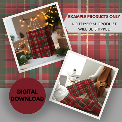 Glitzy Christmas Plaid Seamless Hand Drawn Digital Pattern | 300 DPI PNG | Instant Download