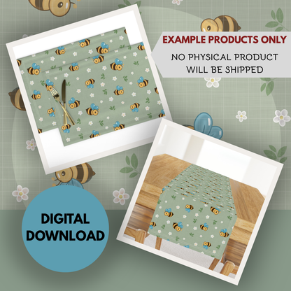 Bees and Daisies Seamless Hand Drawn Digital Pattern | 300 DPI PNG | Instant Download