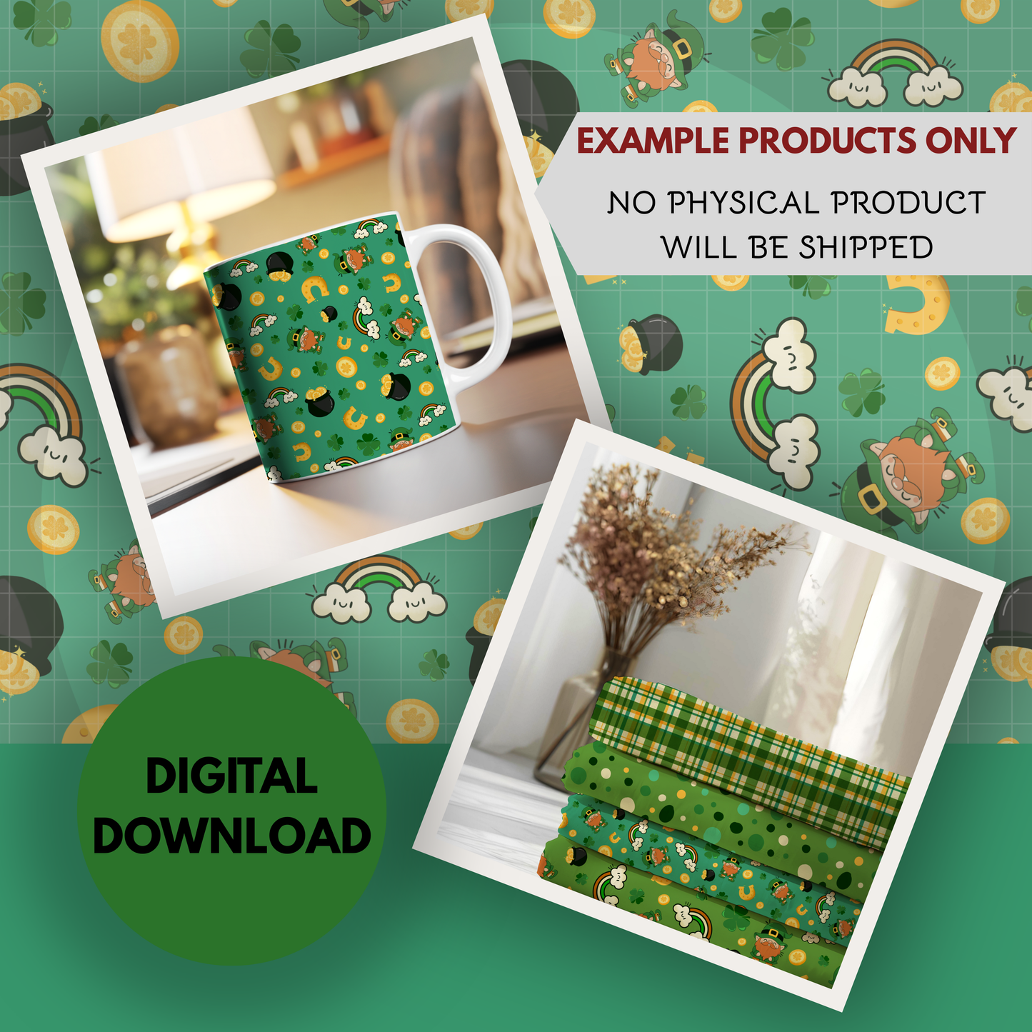 Leprechaun Dreams Complete Collection Bundle Seamless Hand Drawn Digital Pattern | 300 DPI PNG | Instant Download
