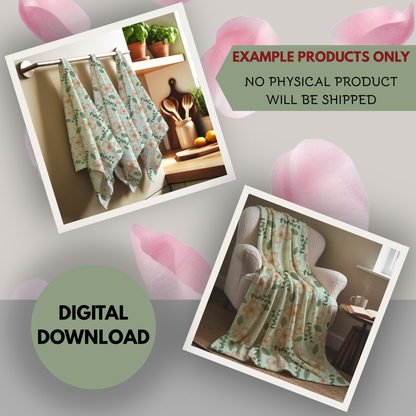 Blush Petal Garden Seamless Hand Drawn Digital Pattern | 300 DPI PNG | Instant Download