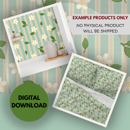 Citrus Blossoms Seamless Hand Drawn Digital Pattern | 300 DPI PNG | Instant Download