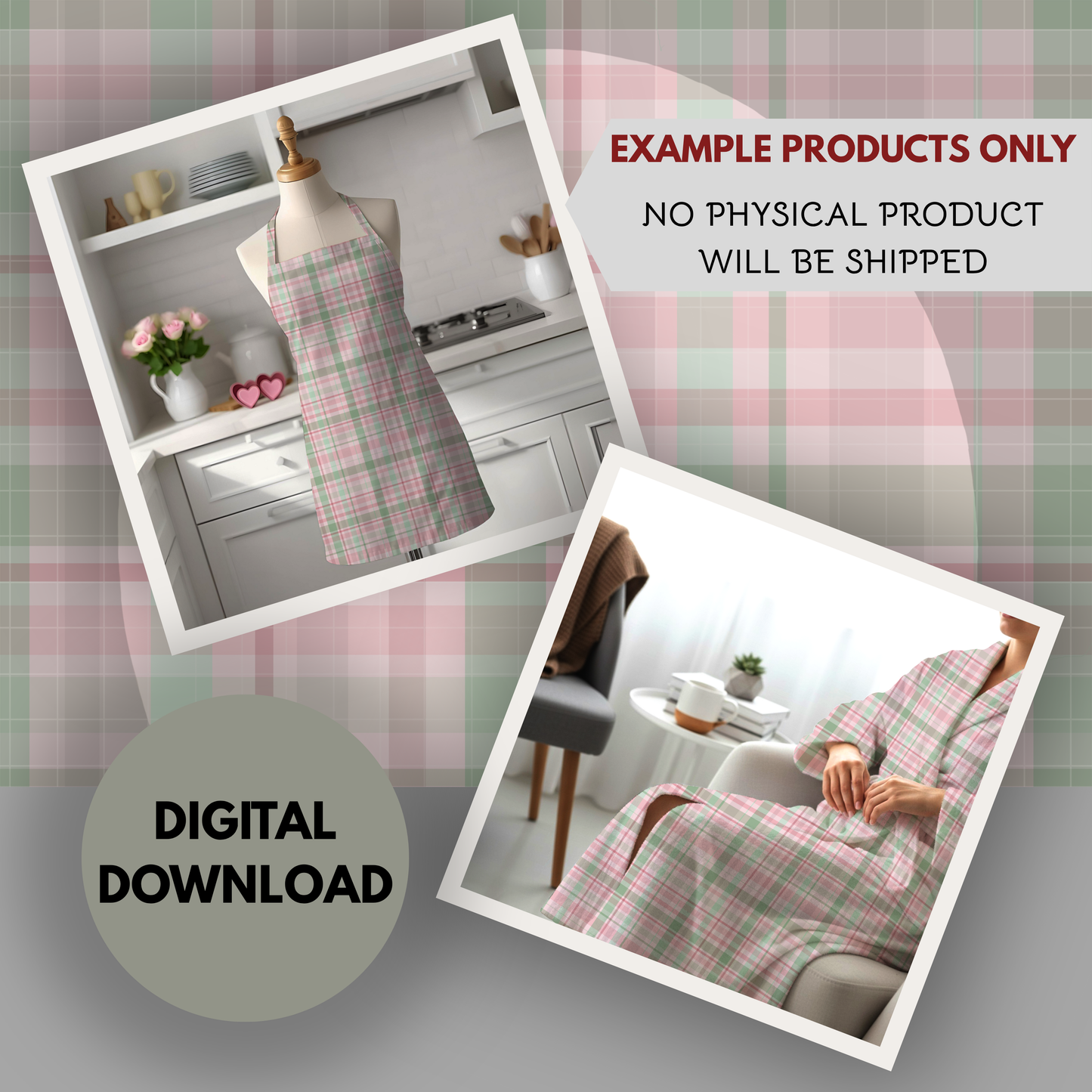 Coquette Plaid Seamless Hand Drawn Digital Pattern | 300 DPI PNG | Instant Download
