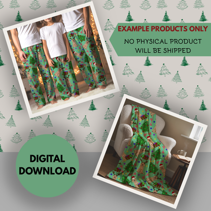 Goldendoodle Christmas Seamless Hand Drawn Digital Pattern | 300 DPI PNG | Instant Download