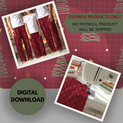 Glitter Christmas Trees Seamless Hand Drawn Digital Pattern | 300 DPI PNG | Instant Download