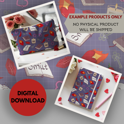 My Smutty Valentine Seamless Hand Drawn Digital Pattern | 300 DPI PNG | Instant Download | 4 background colors | Dark Romance