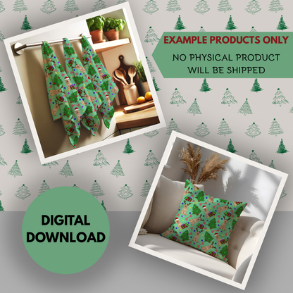 Goldendoodle Christmas Seamless Hand Drawn Digital Pattern | 300 DPI PNG | Instant Download