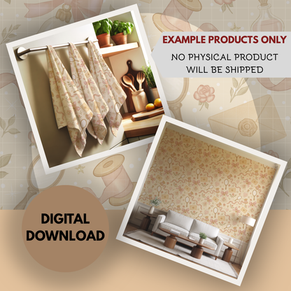 Winter Pink Coquette Seamless Hand Drawn Digital Pattern | 300 DPI PNG | Instant Download