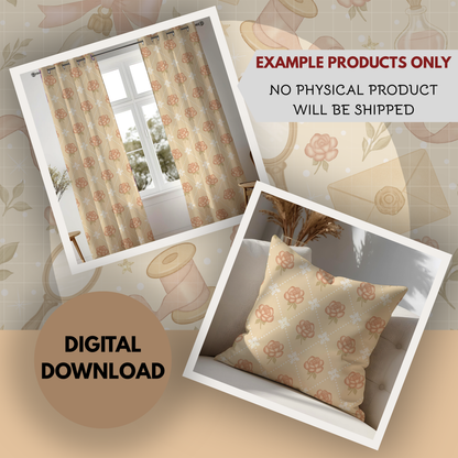 Winter Pink Coquette Bundle Seamless Hand Drawn Digital Pattern | 300 DPI PNG | Instant Download