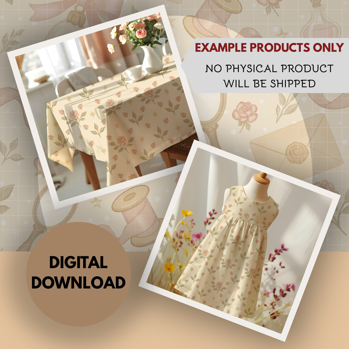 Winter Pink Coquette Bundle Seamless Hand Drawn Digital Pattern | 300 DPI PNG | Instant Download