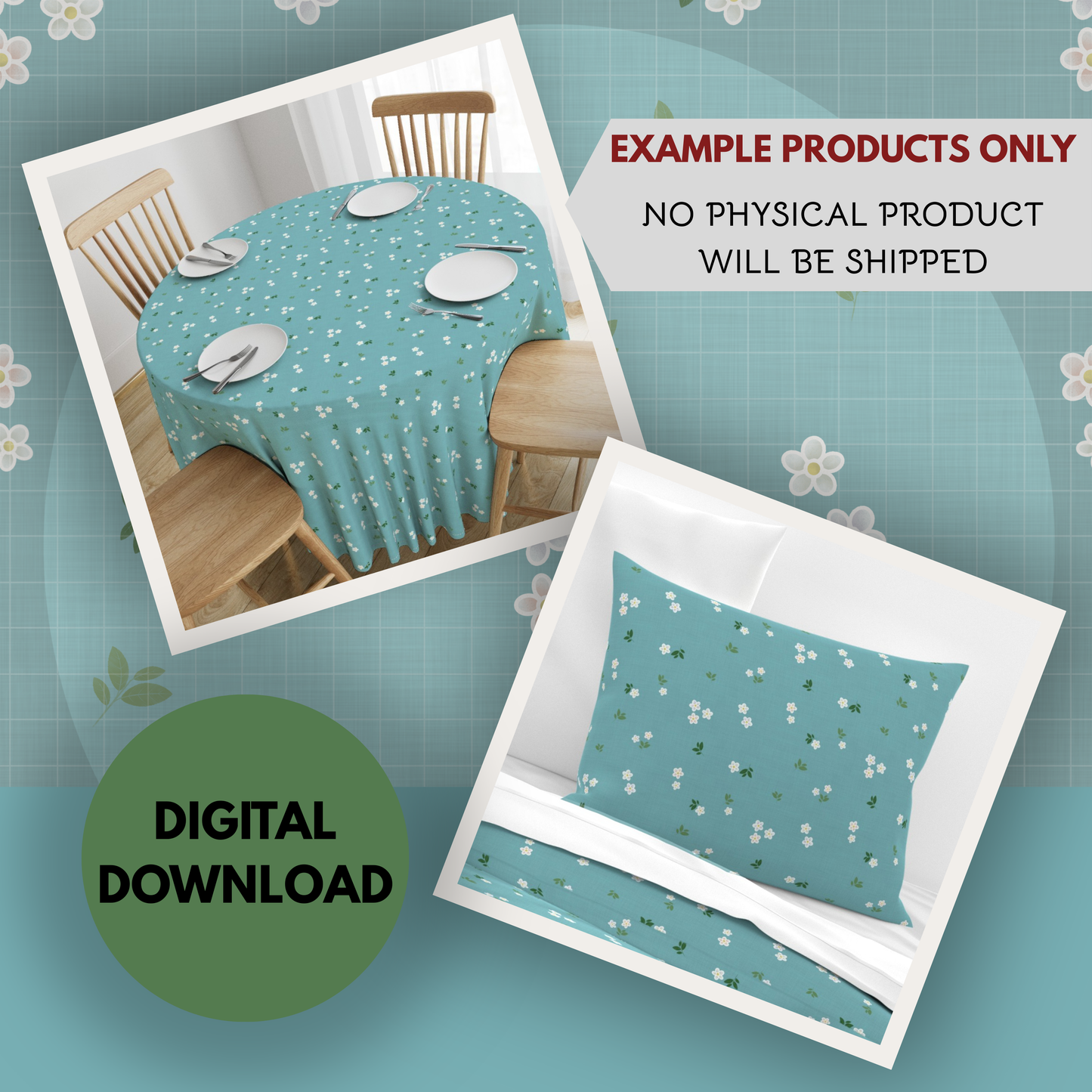 Spring Daisies Seamless Hand Drawn Digital Pattern | 300 DPI PNG | Instant Download