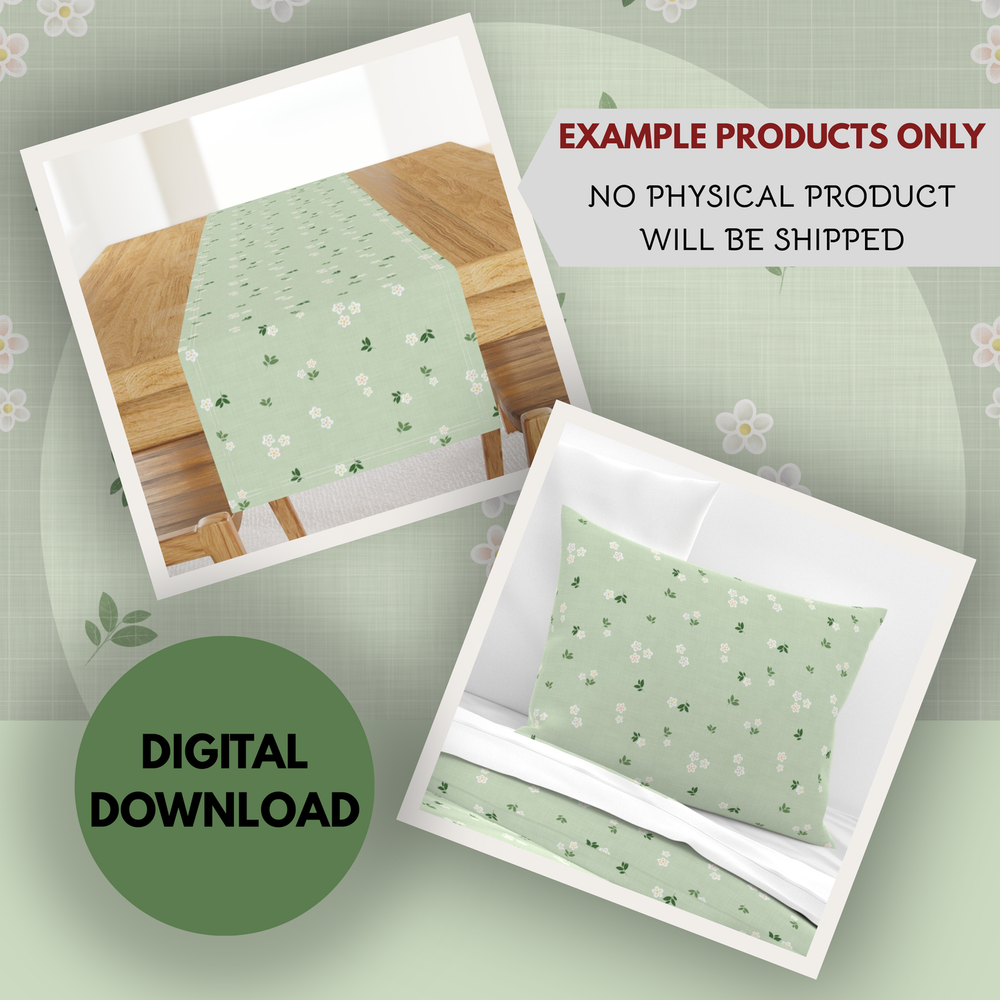 Spring Daisies Seamless Hand Drawn Digital Pattern | 300 DPI PNG | Instant Download